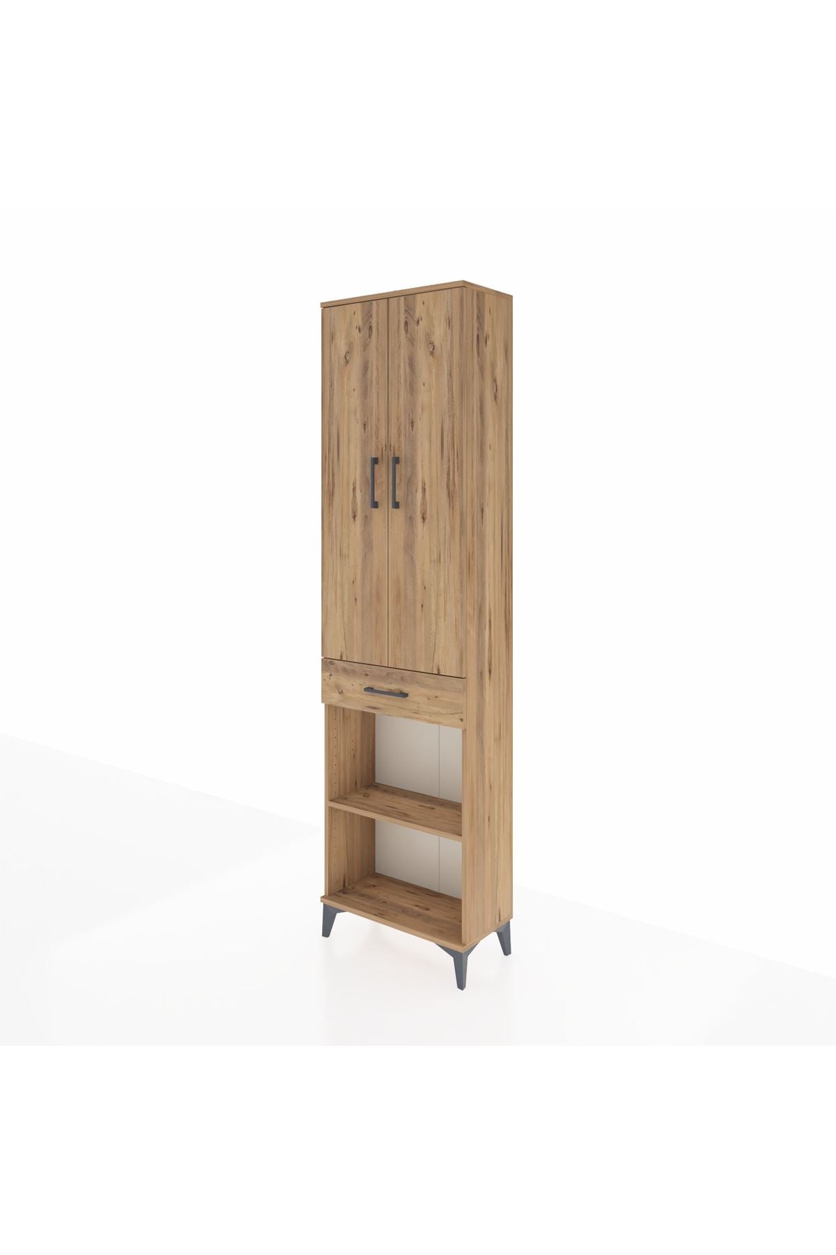 Arges Dolap 3 Raflı Tek Çekmeceli Tek Askılı 60x30x221 Çam-Çam