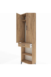 Arges Dolap 3 Raflı Tek Çekmeceli Tek Askılı 60x30x221 Çam-Çam