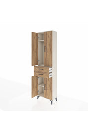 Arges Dolap 3 Raflı 2 Çekmeceli Tek Askılı 60x30x221 Aytaşı-Çam