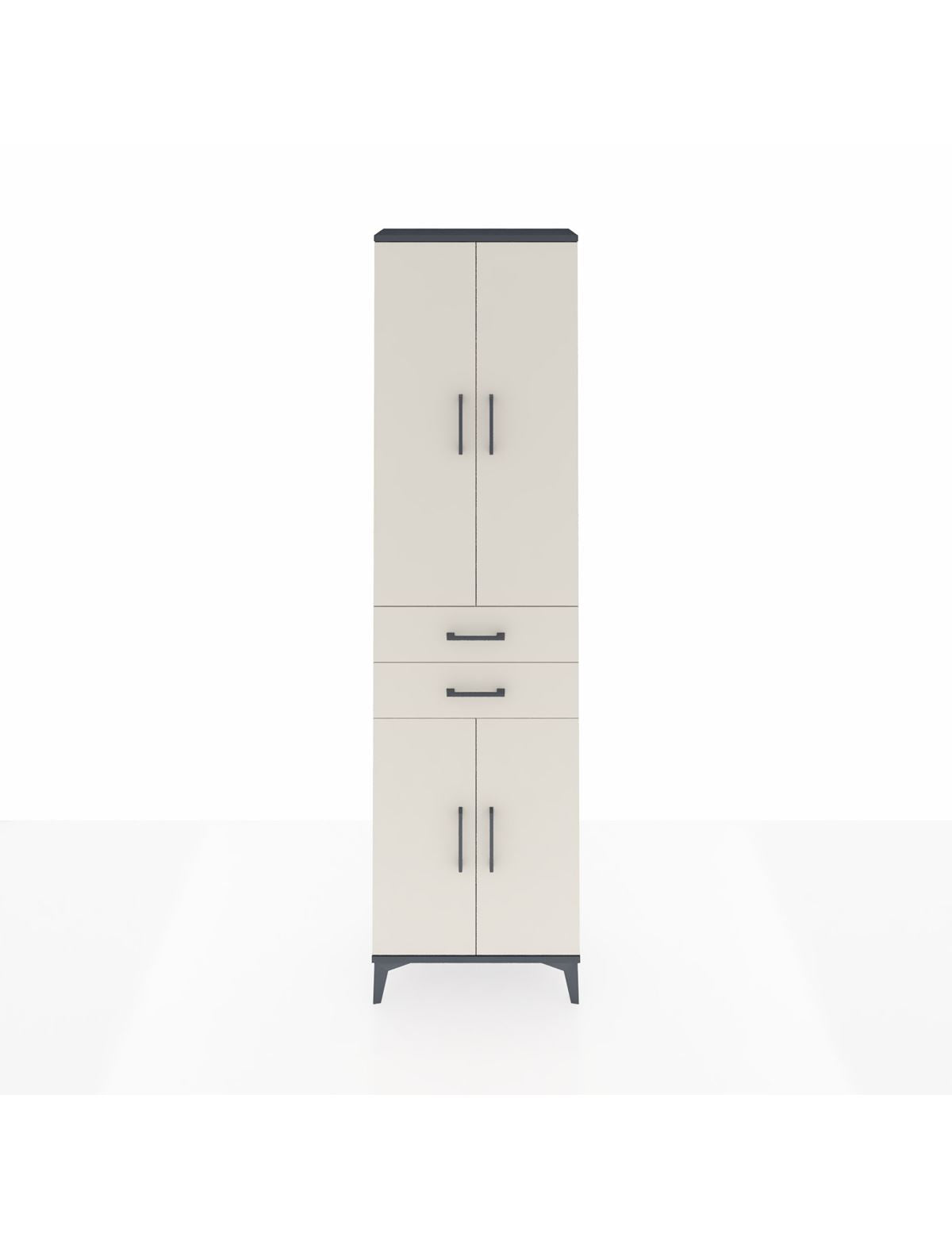 Arges Dolap 3 Raflı 2 Çekmeceli Tek Askılı 60x30x221 Antrasit-Aytaşı