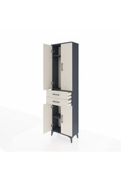 Arges Dolap 3 Raflı 2 Çekmeceli Tek Askılı 60x30x221 Antrasit-Aytaşı