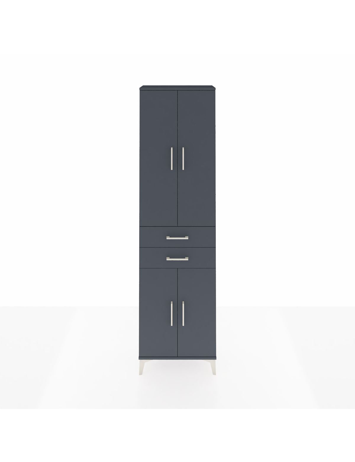 Arges Dolap 3 Raflı 2 Çekmeceli Tek Askılı 60x30x221 Antrasit-Antrasit