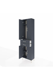 Arges Dolap 3 Raflı 2 Çekmeceli Tek Askılı 60x30x221 Antrasit-Antrasit