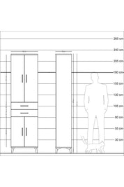 Arges Dolap 3 Raflı 2 Çekmeceli Tek Askılı 60x30x221 Antrasit-Çam