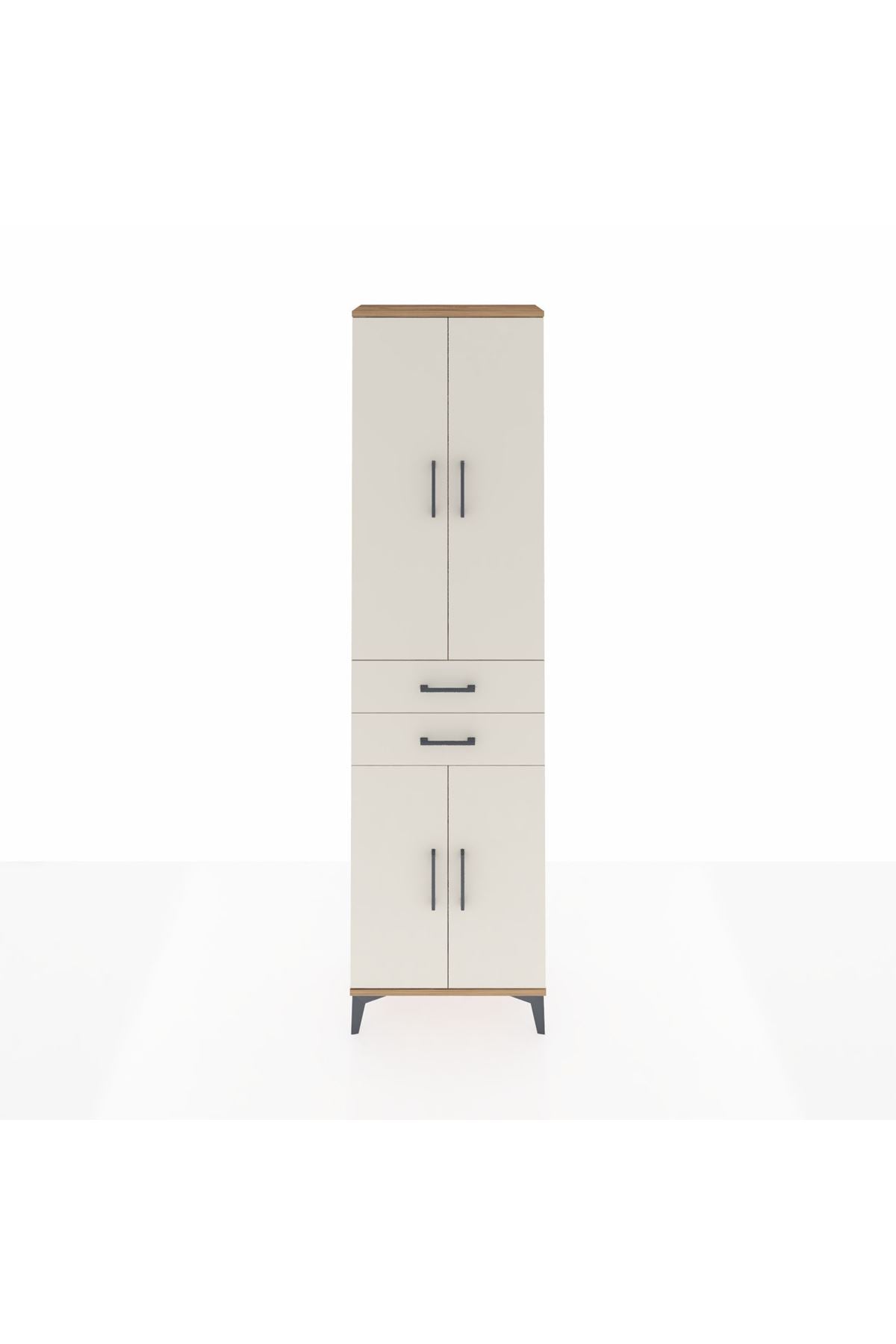 Arges Dolap 3 Raflı 2 Çekmeceli Tek Askılı 60x30x221 Çam-Aytaşı