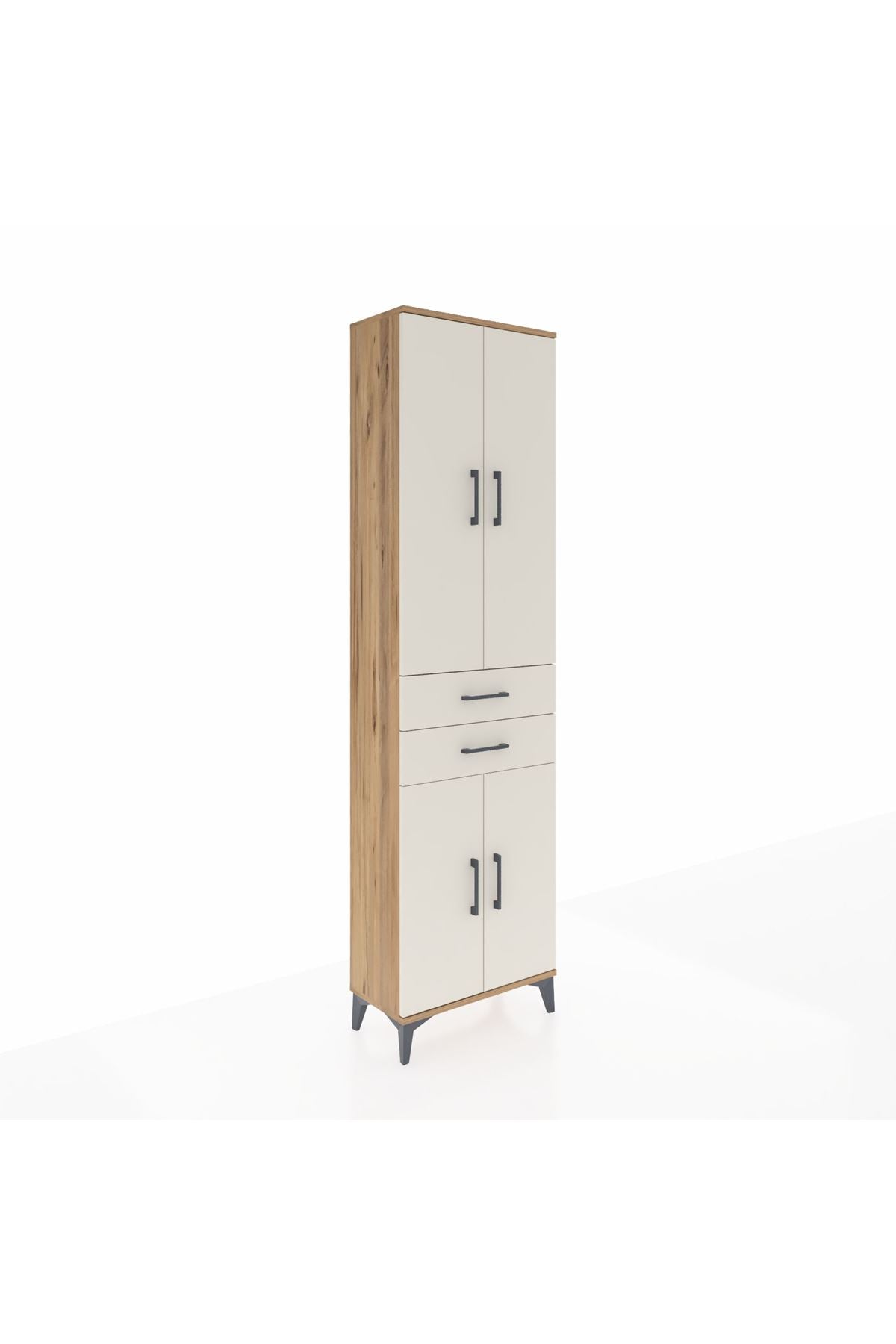 Arges Dolap 3 Raflı 2 Çekmeceli Tek Askılı 60x30x221 Çam-Aytaşı