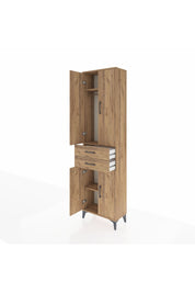 Arges Dolap 3 Raflı 2 Çekmeceli Tek Askılı 60x30x221 Çam-Çam