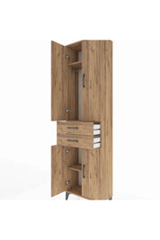 Arges Dolap 3 Raflı 2 Çekmeceli Tek Askılı 60x30x221 Çam-Çam