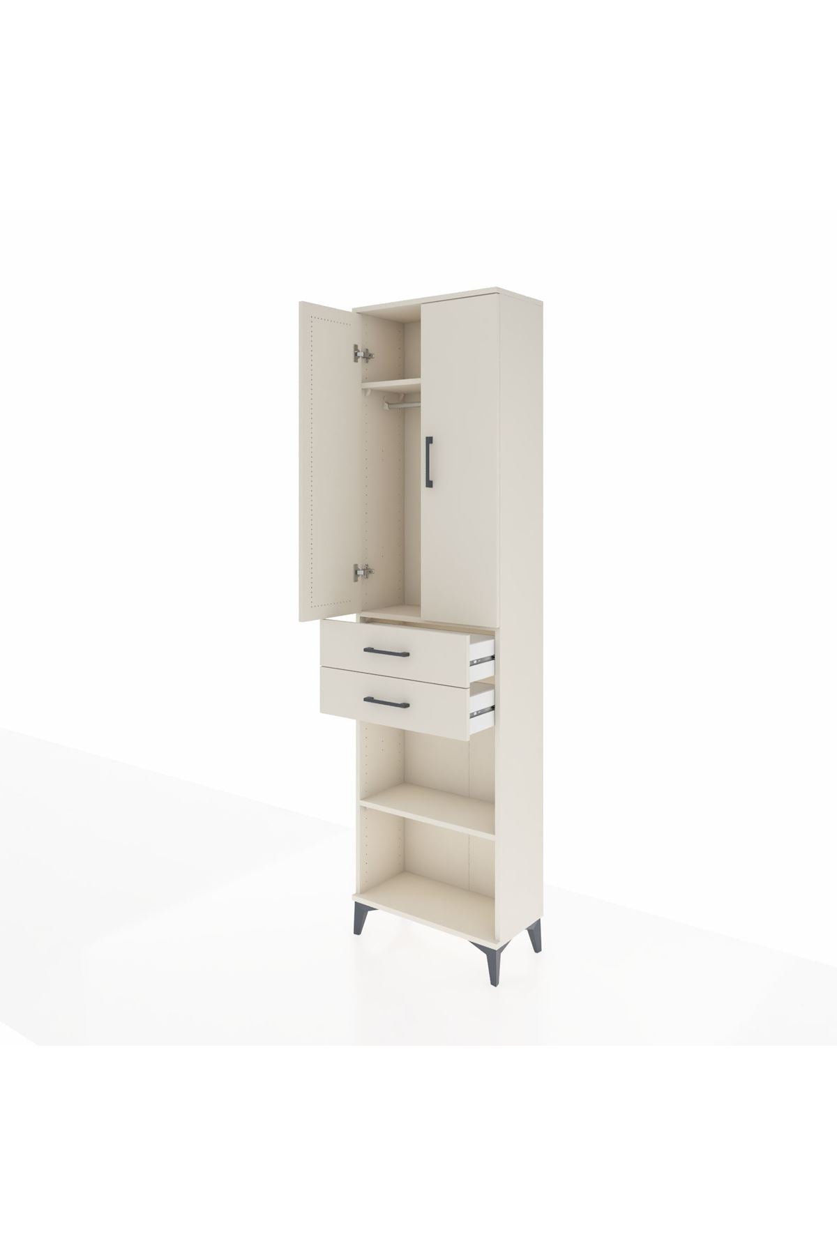 Arges Dolap 3 Raflı 2 Çekmeceli Tek Askılı 60x30x221 Aytaşı-Aytaşı