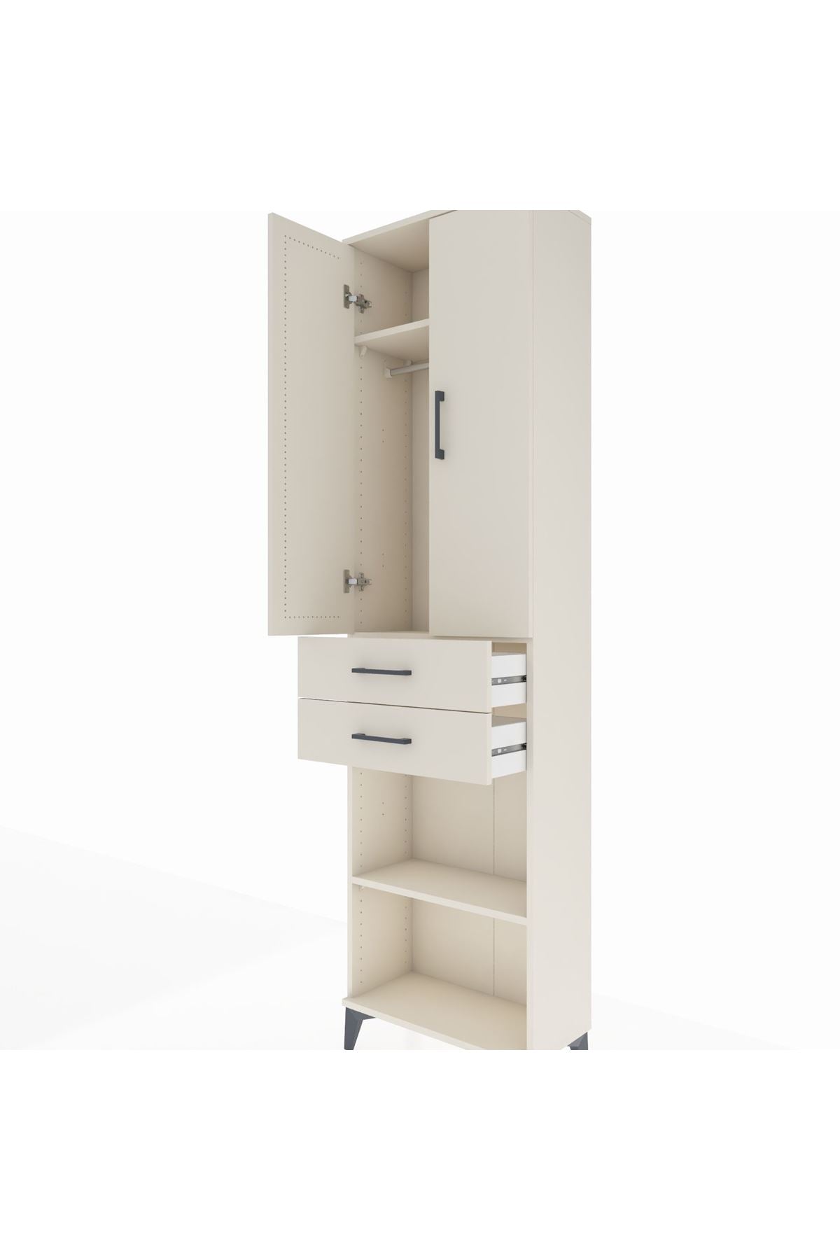 Arges Dolap 3 Raflı 2 Çekmeceli Tek Askılı 60x30x221 Aytaşı-Aytaşı