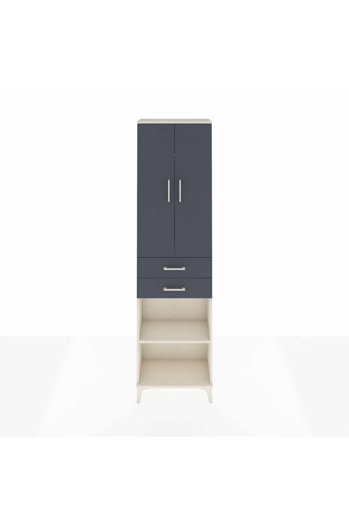 Arges Dolap 3 Raflı 2 Çekmeceli Tek Askılı 60x30x221 Aytaşı-Antrasit