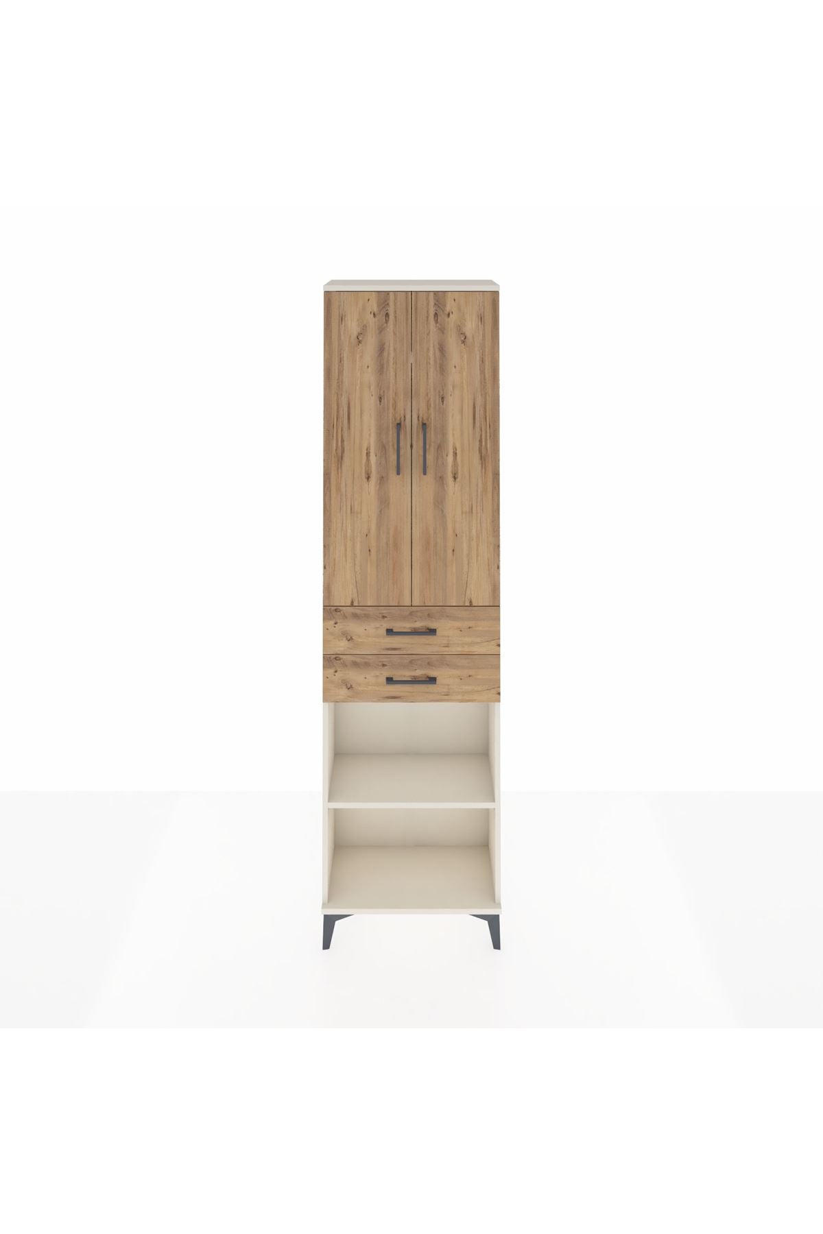 Arges Dolap 3 Raflı 2 Çekmeceli Tek Askılı 60x30x221 Aytaşı-Çam