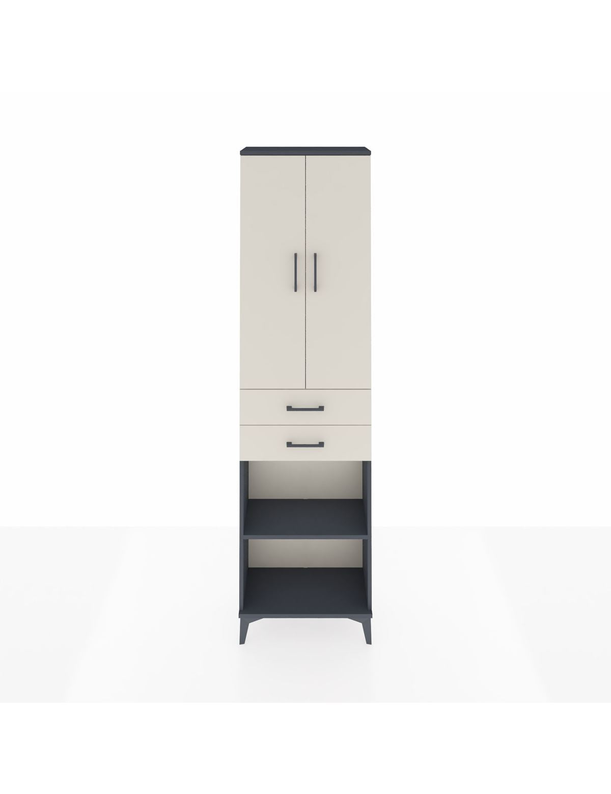 Arges Dolap 3 Raflı 2 Çekmeceli Tek Askılı 60x30x221 Antrasit-Aytaşı