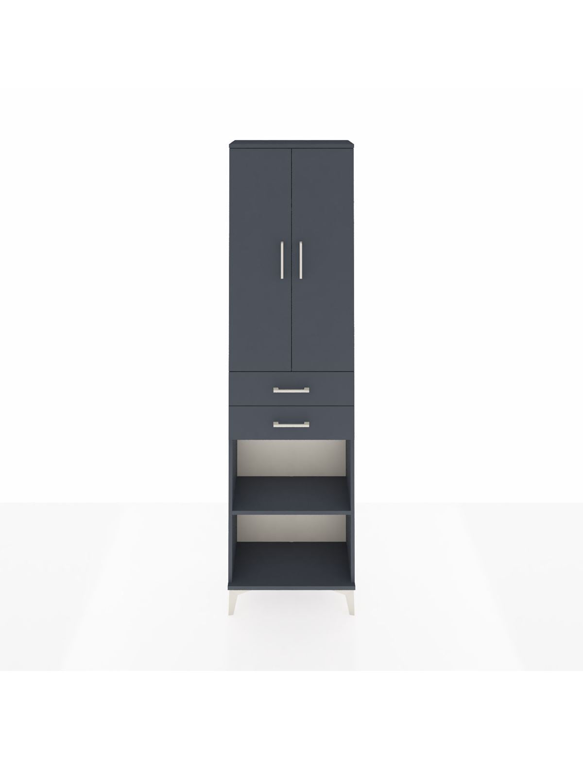 Arges Dolap 3 Raflı 2 Çekmeceli Tek Askılı 60x30x221 Antrasit-Antrasit