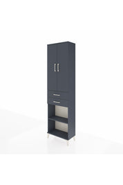 Arges Dolap 3 Raflı 2 Çekmeceli Tek Askılı 60x30x221 Antrasit-Antrasit