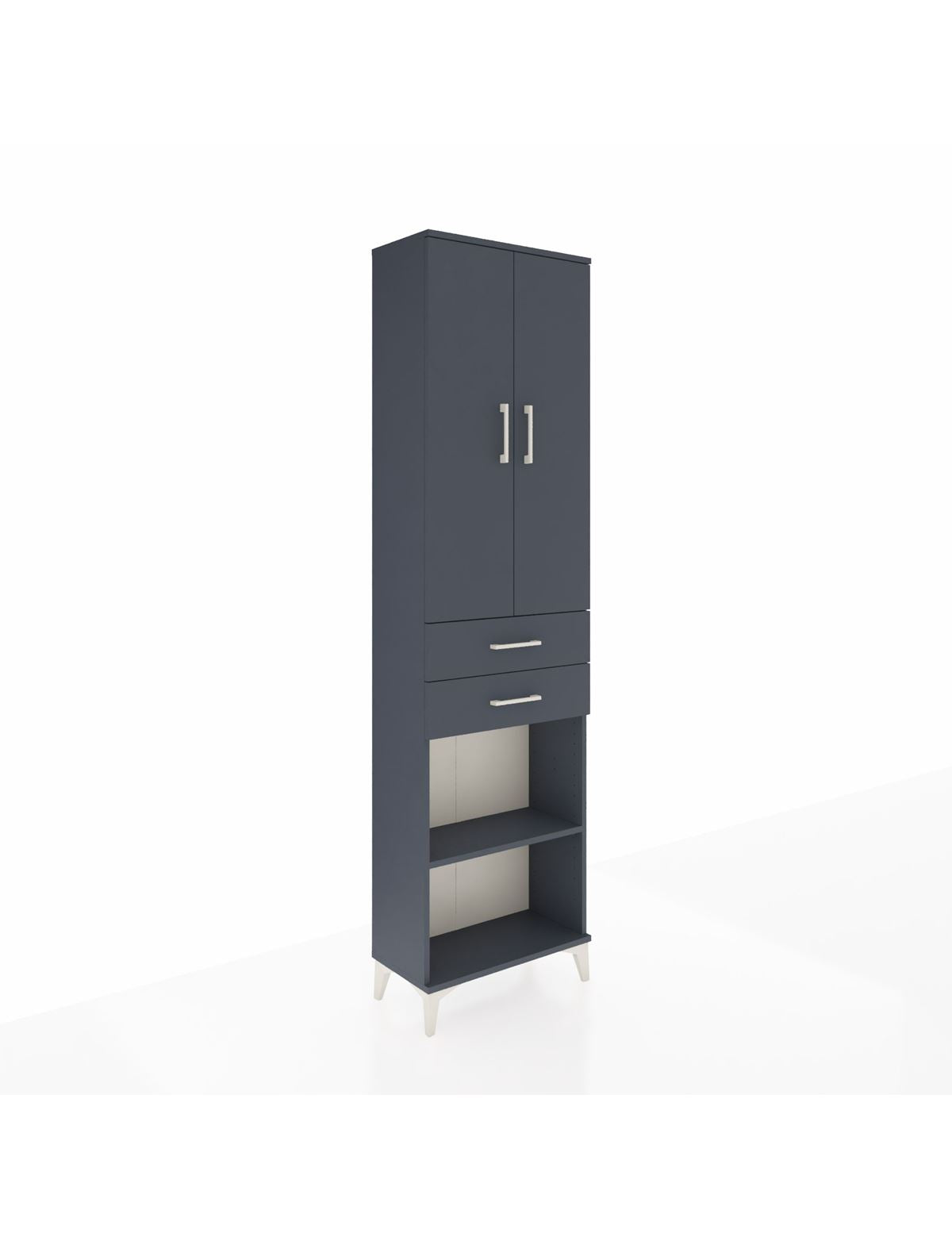 Arges Dolap 3 Raflı 2 Çekmeceli Tek Askılı 60x30x221 Antrasit-Antrasit