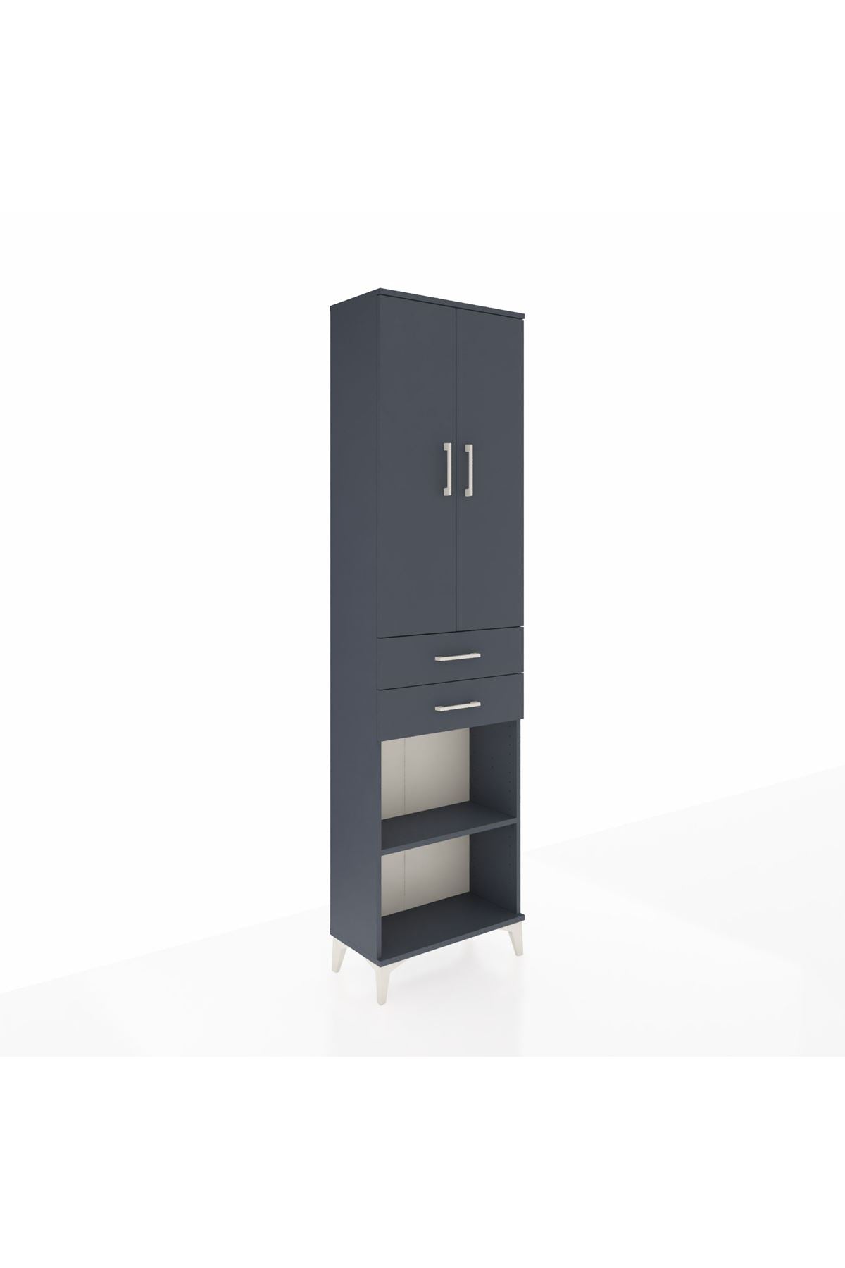 Arges Dolap 3 Raflı 2 Çekmeceli Tek Askılı 60x30x221 Antrasit-Antrasit