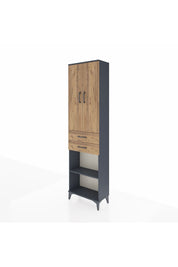 Arges Dolap 3 Raflı 2 Çekmeceli Tek Askılı 60x30x221 Antrasit-Çam