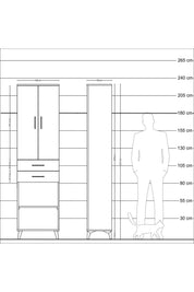 Arges Dolap 3 Raflı 2 Çekmeceli Tek Askılı 60x30x221 Çam-Antrasit