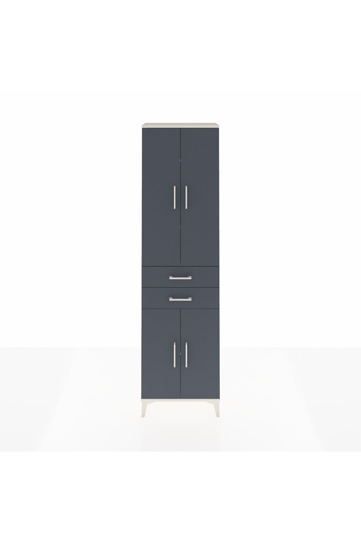 Arges Dolap 4 Raflı 2 Çekmeceli 4 Kapaklı 60x30x221 Aytaşı-Antrasit