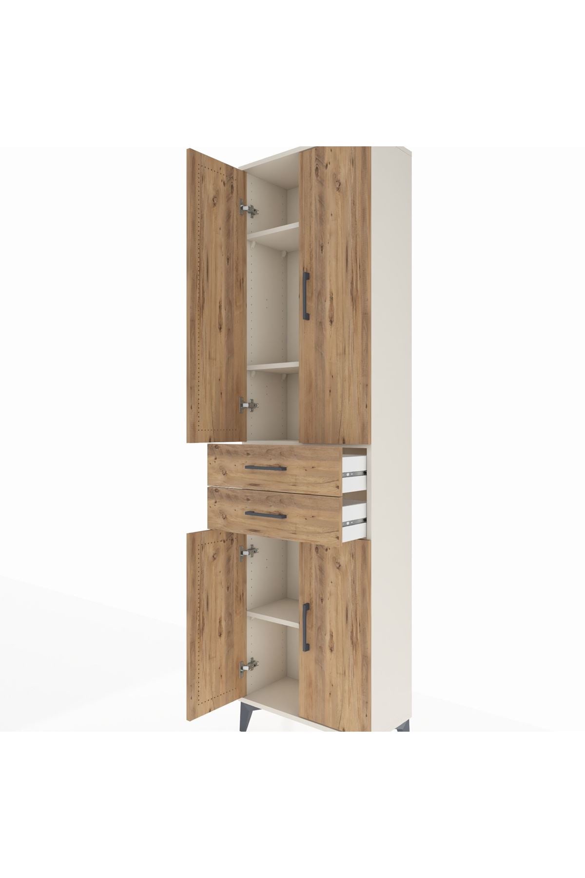 Arges Dolap 4 Raflı 2 Çekmeceli 4 Kapaklı 60x30x221 Aytaşı-Çam