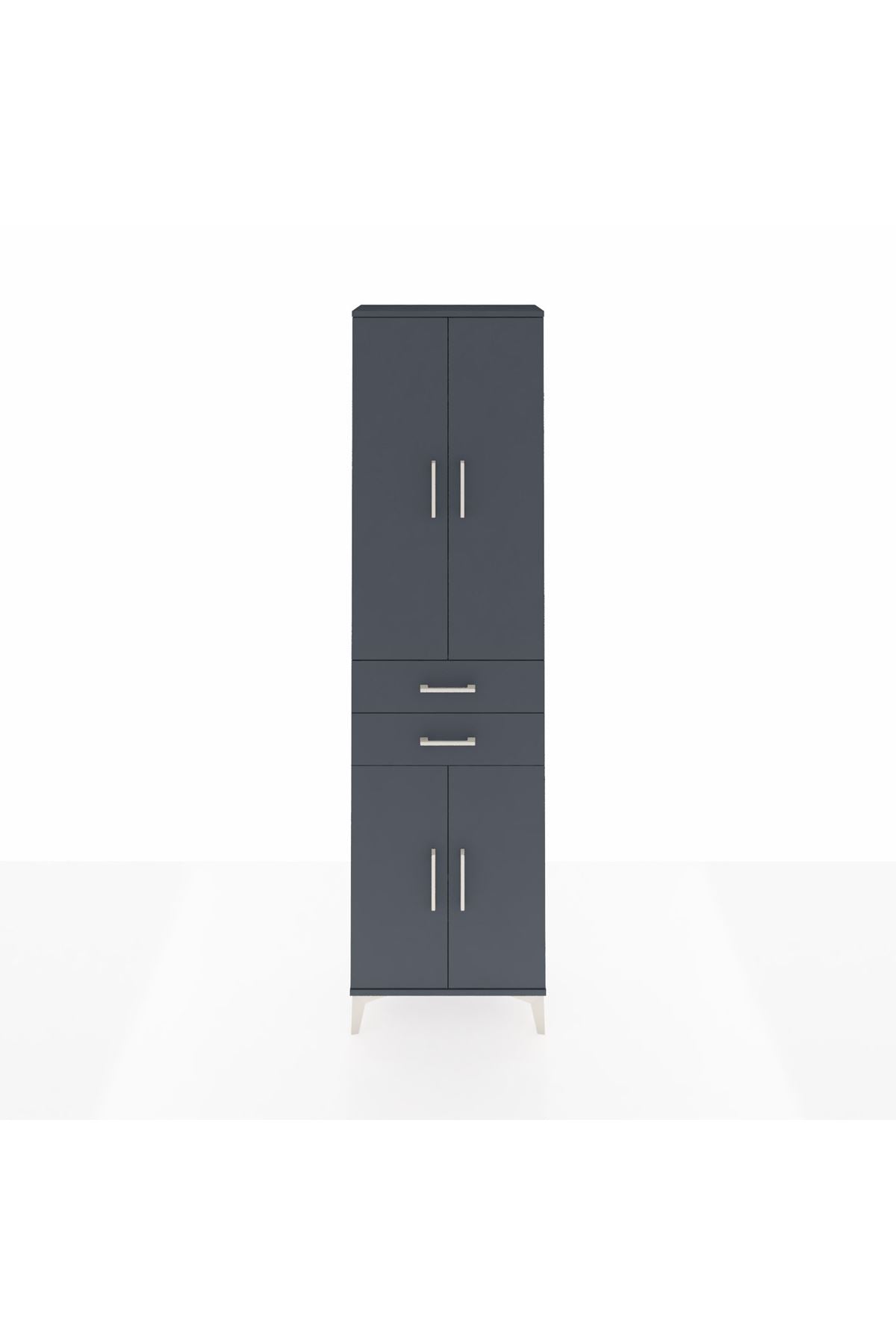 Arges Dolap 4 Raflı 2 Çekmeceli 4 Kapaklı 60x30x221 Antrasit-Antrasit