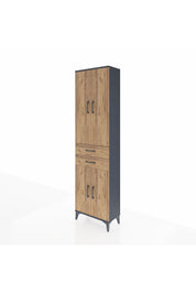 Arges Dolap 4 Raflı 2 Çekmeceli 4 Kapaklı 60x30x221 Antrasit-Çam