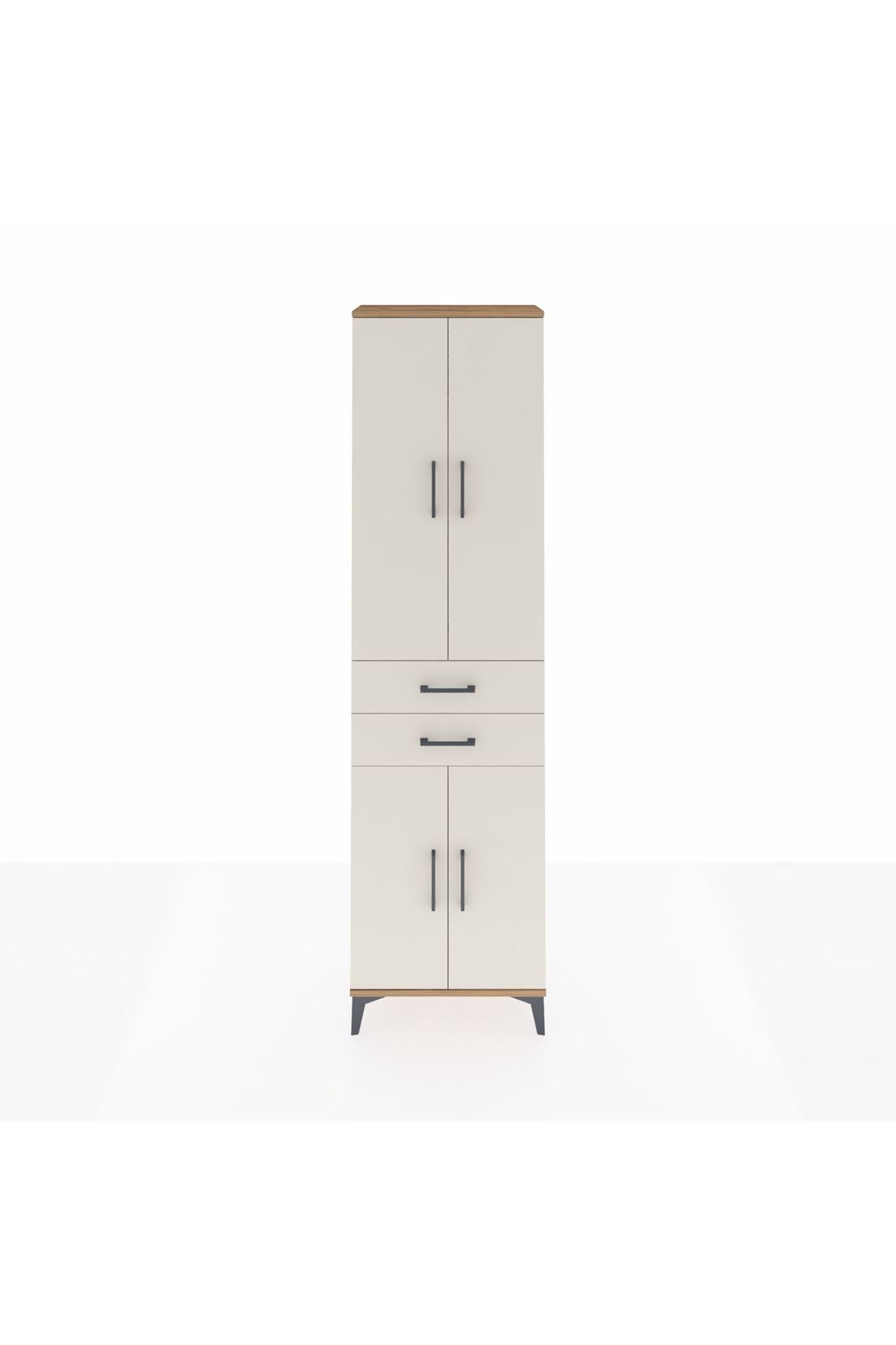 Arges Dolap 4 Raflı 2 Çekmeceli 4 Kapaklı 60x30x221 Çam-Aytaşı