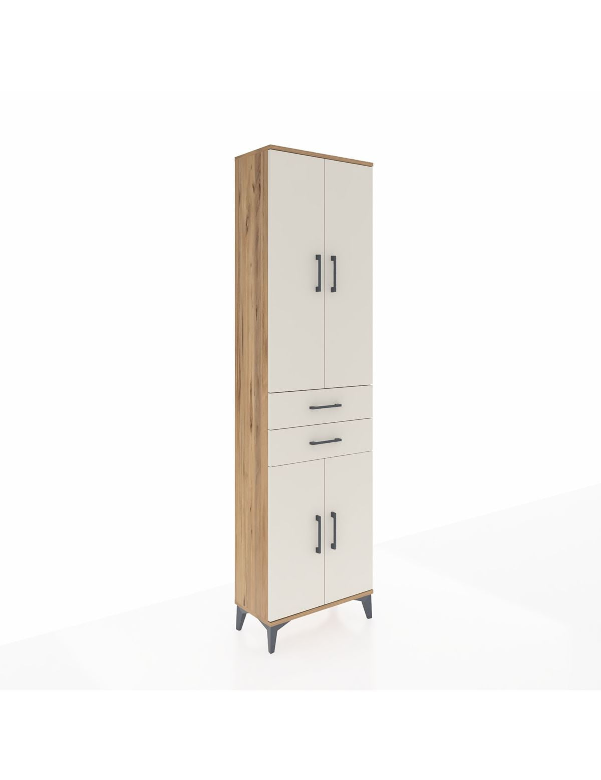 Arges Dolap 4 Raflı 2 Çekmeceli 4 Kapaklı 60x30x221 Çam-Aytaşı