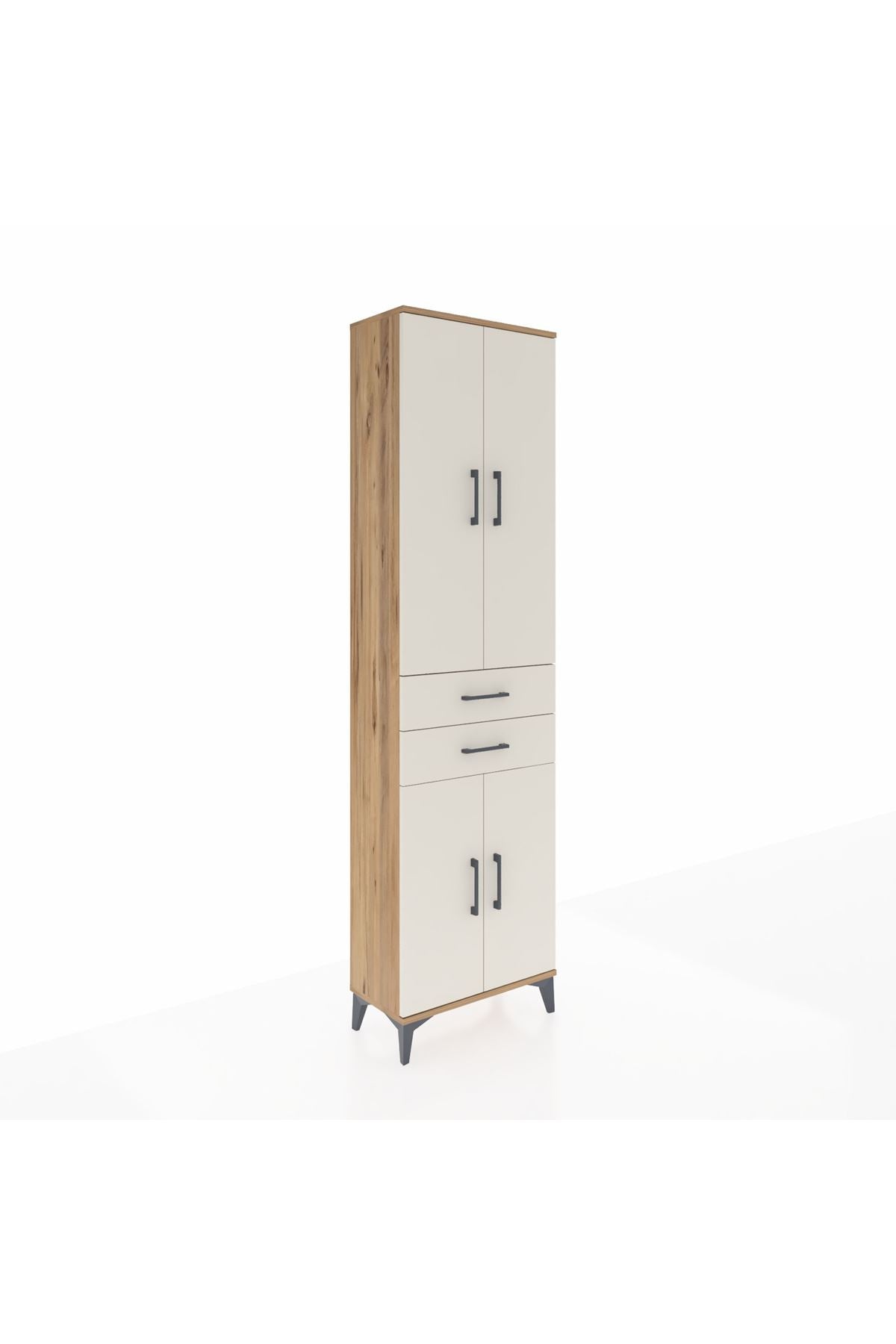 Arges Dolap 4 Raflı 2 Çekmeceli 4 Kapaklı 60x30x221 Çam-Aytaşı