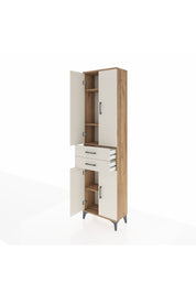 Arges Dolap 4 Raflı 2 Çekmeceli 4 Kapaklı 60x30x221 Çam-Aytaşı