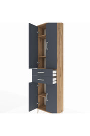 Arges Dolap 4 Raflı 2 Çekmeceli 4 Kapaklı 60x30x221 Çam-Antrasit