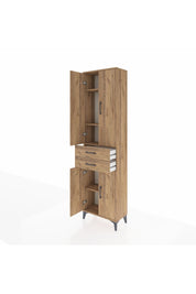 Arges Dolap 4 Raflı 2 Çekmeceli 4 Kapaklı 60x30x221 Çam-Çam