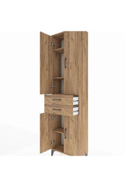 Arges Dolap 4 Raflı 2 Çekmeceli 4 Kapaklı 60x30x221 Çam-Çam