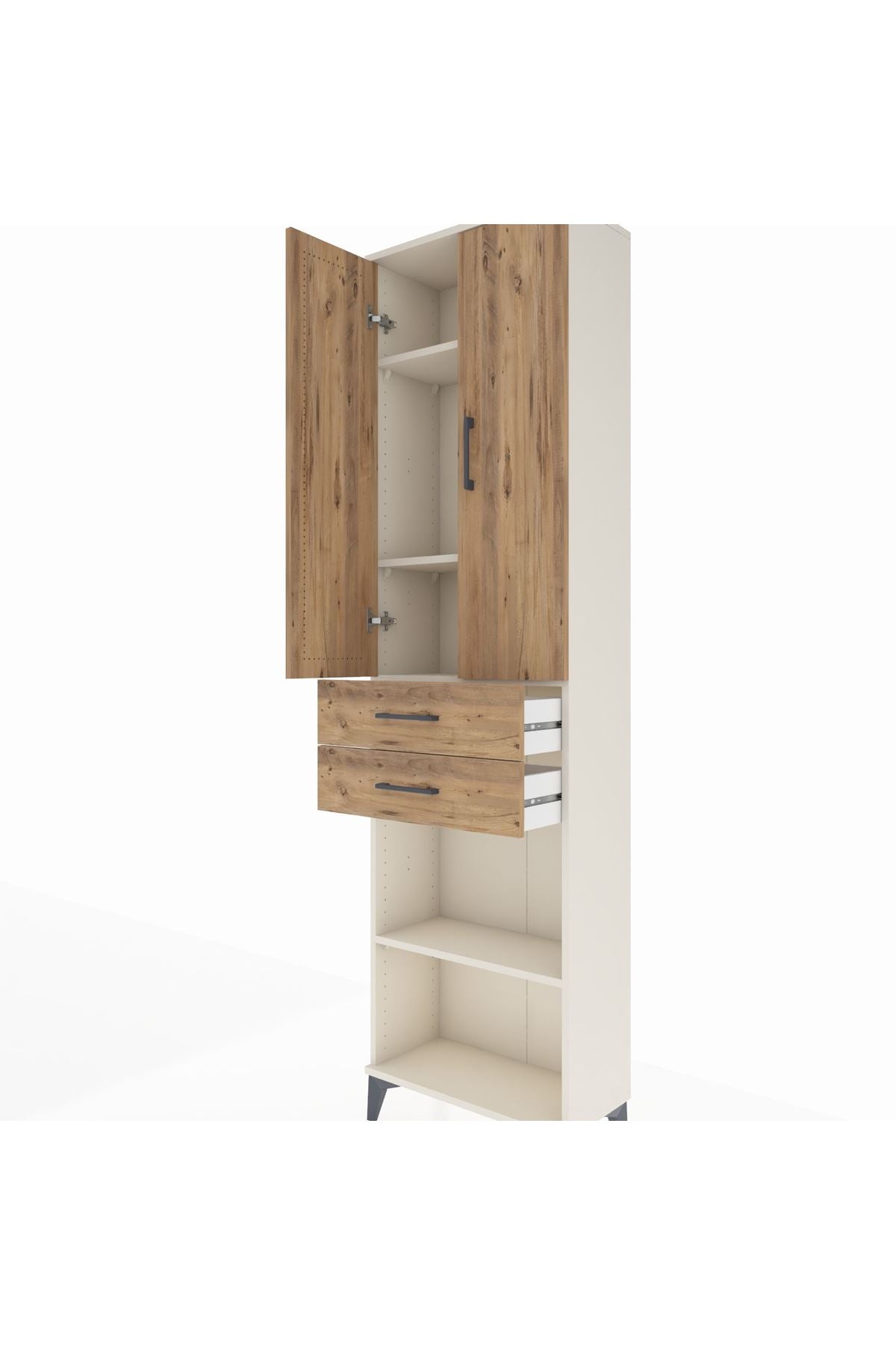 Arges Dolap 4 Raflı 2 Çekmeceli 2 Kapaklı 60x30x221 Aytaşı-Çam