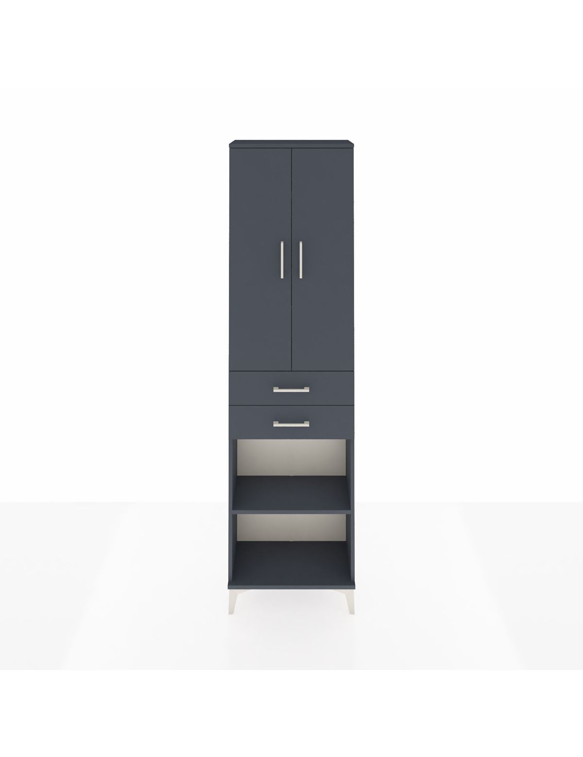 Arges Dolap 4 Raflı 2 Çekmeceli 2 Kapaklı 60x30x221 Antrasit-Antrasit