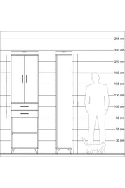 Arges Dolap 4 Raflı 2 Çekmeceli 2 Kapaklı 60x30x221 Çam-Çam