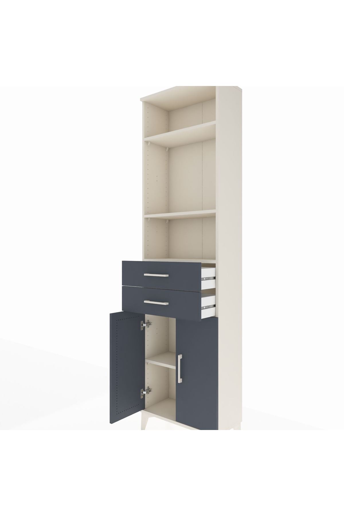 Arges Dolap 4 Raflı 2 Çekmeceli 2 Kapaklı 60x30x221 Aytaşı-Antrasit