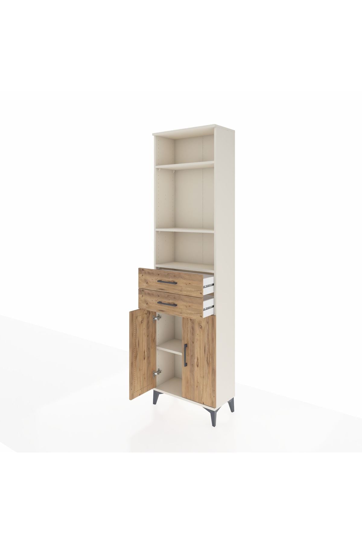 Arges Dolap 4 Raflı 2 Çekmeceli 2 Kapaklı 60x30x221 Aytaşı-Çam