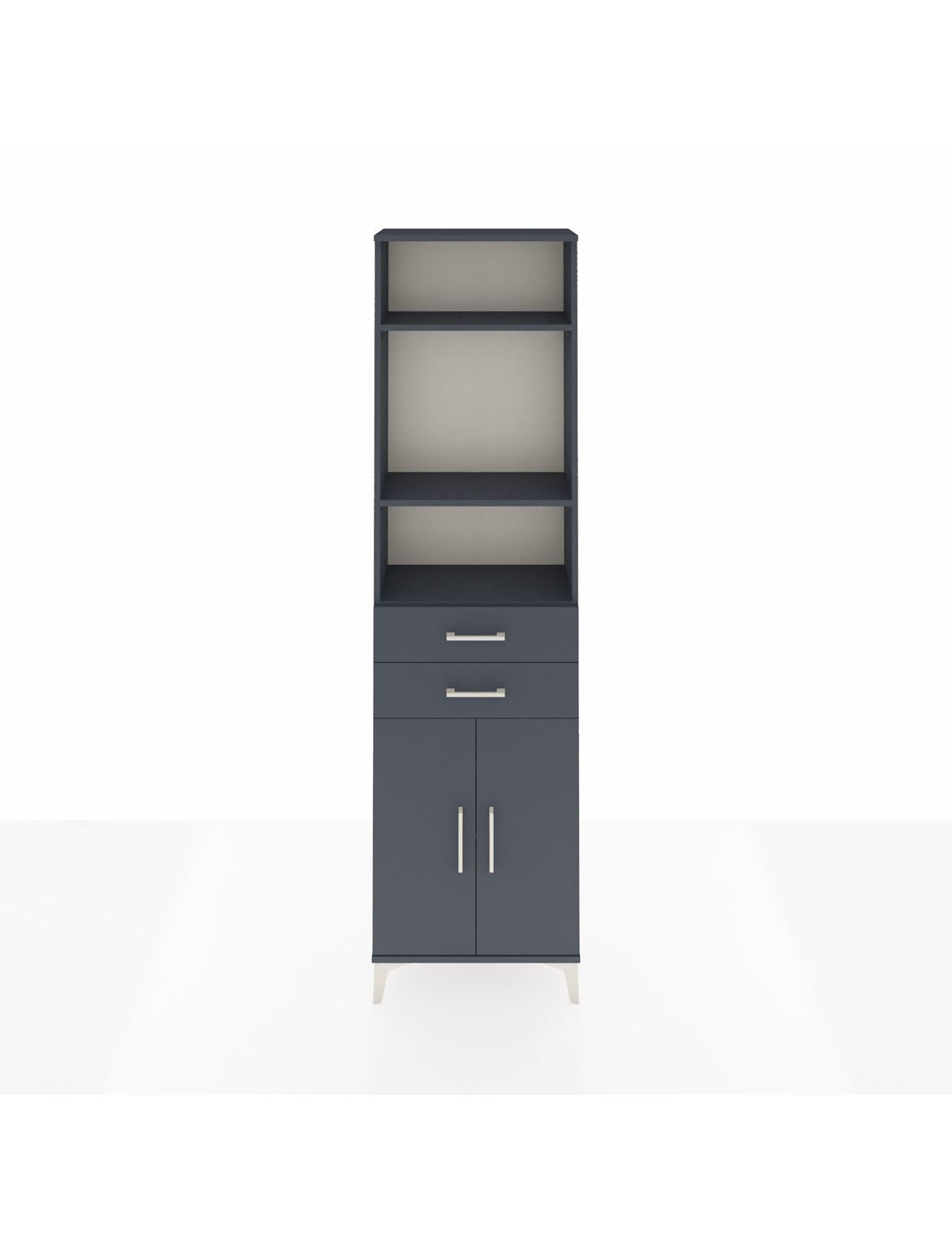 Arges Dolap 4 Raflı 2 Çekmeceli 2 Kapaklı 60x30x221 Antrasit-Antrasit
