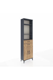 Arges Dolap 4 Raflı 2 Çekmeceli 2 Kapaklı 60x30x221 Antrasit-Çam