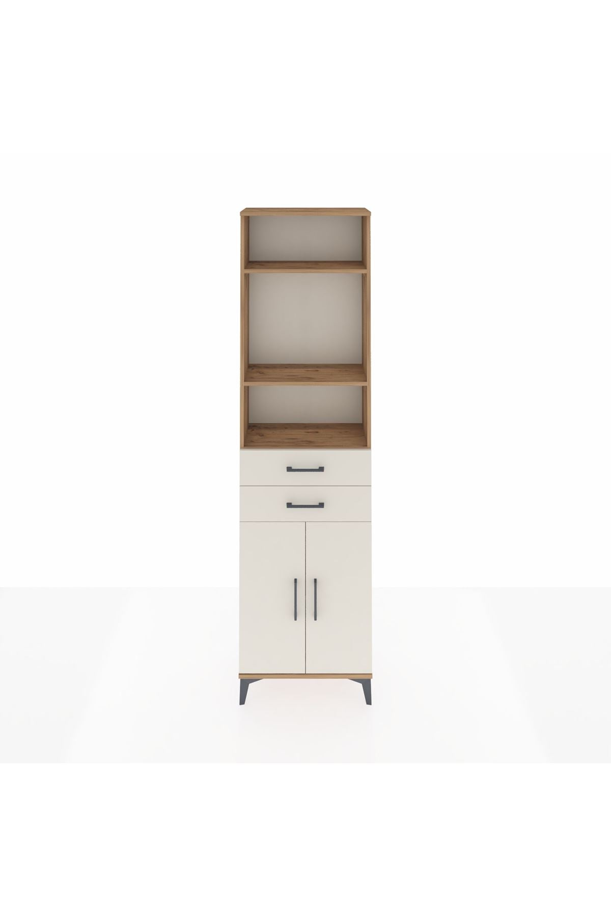 Arges Dolap 4 Raflı 2 Çekmeceli 2 Kapaklı 60x30x221 Çam-Aytaşı