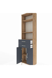 Arges Dolap 4 Raflı 2 Çekmeceli 2 Kapaklı 60x30x221 Çam-Antrasit