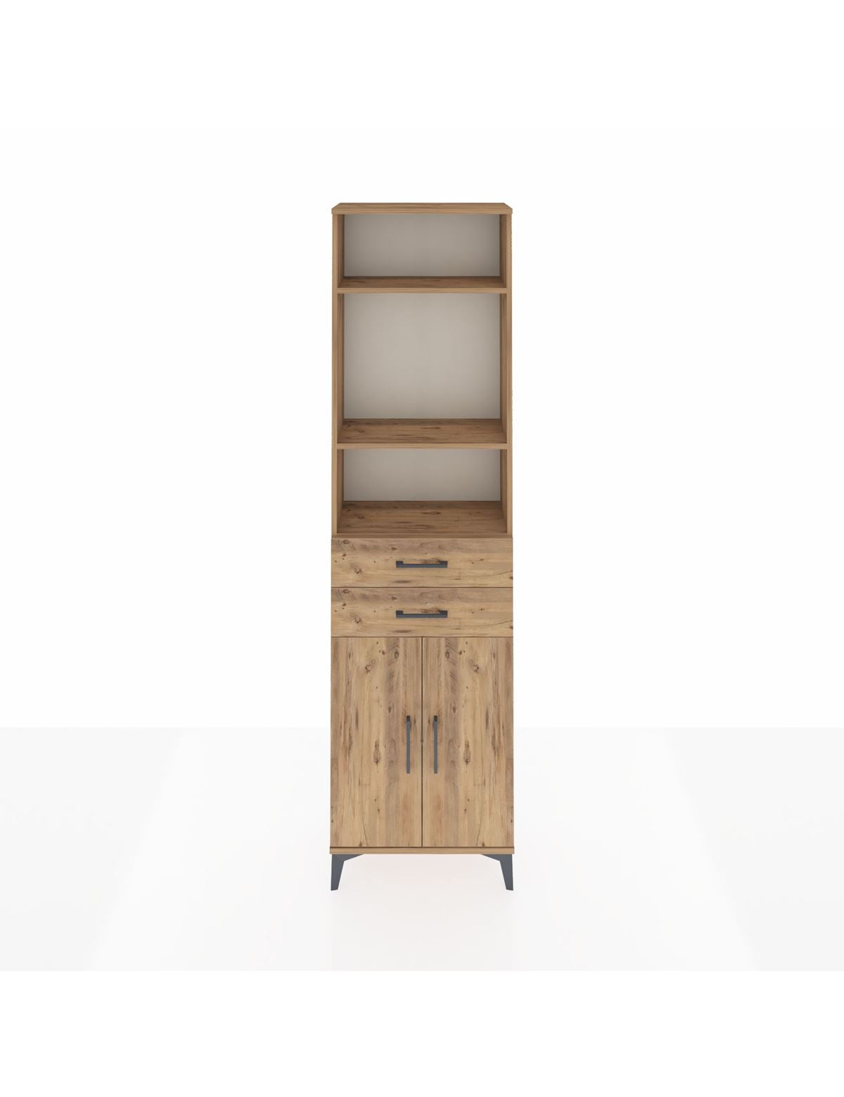 Arges Dolap 4 Raflı 2 Çekmeceli 2 Kapaklı 60x30x221 Çam-Çam