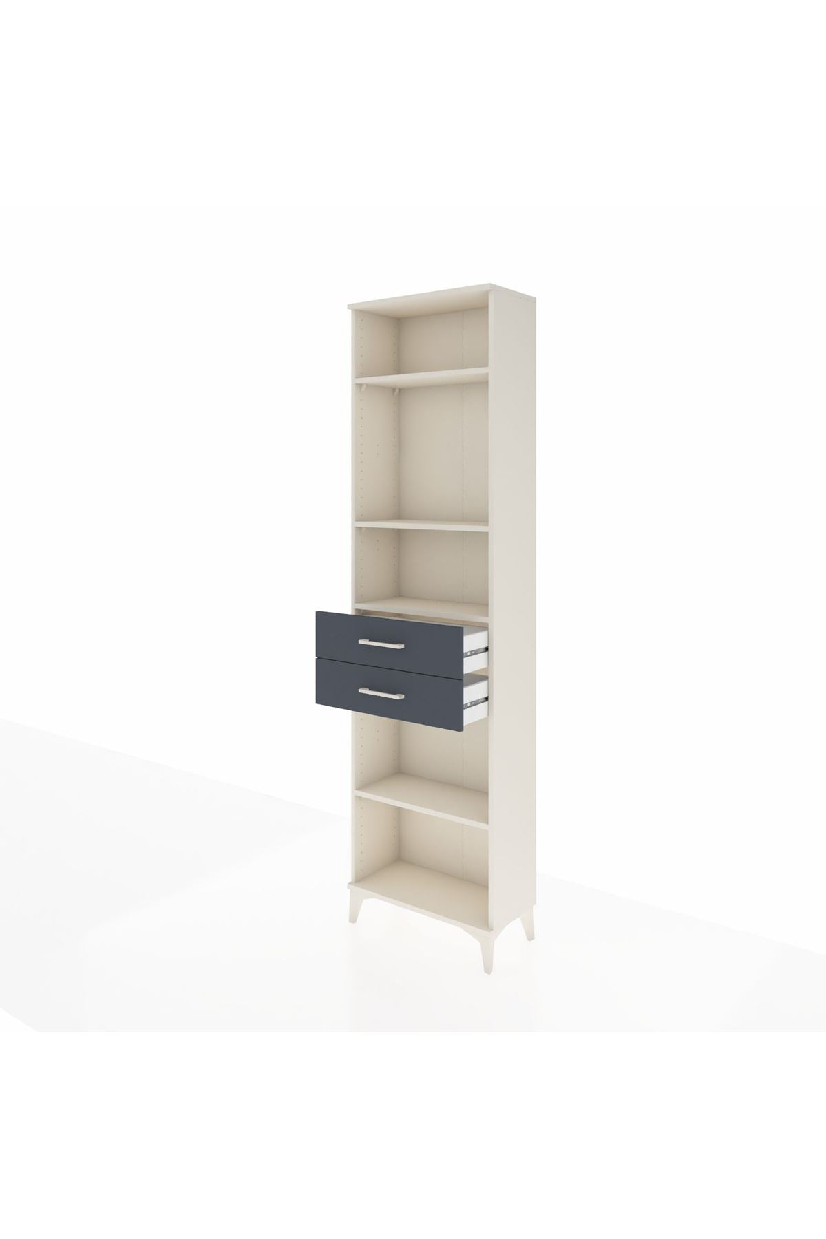 Arges Dolap 4 Raflı 2 Çekmeceli 60x30x221 Aytaşı-Antrasit