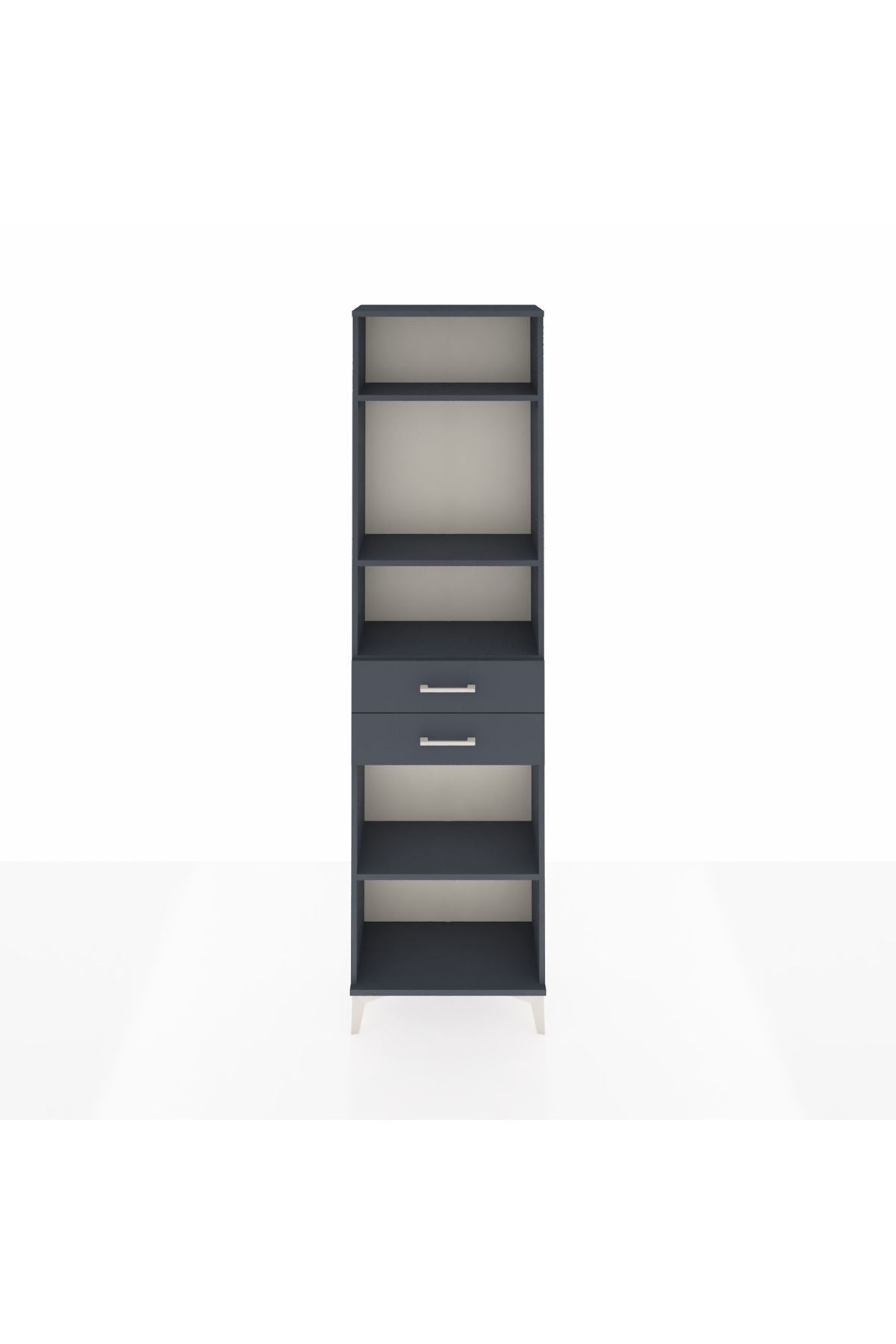 Arges Dolap 4 Raflı 2 Çekmeceli 60x30x221 Antrasit-Antrasit