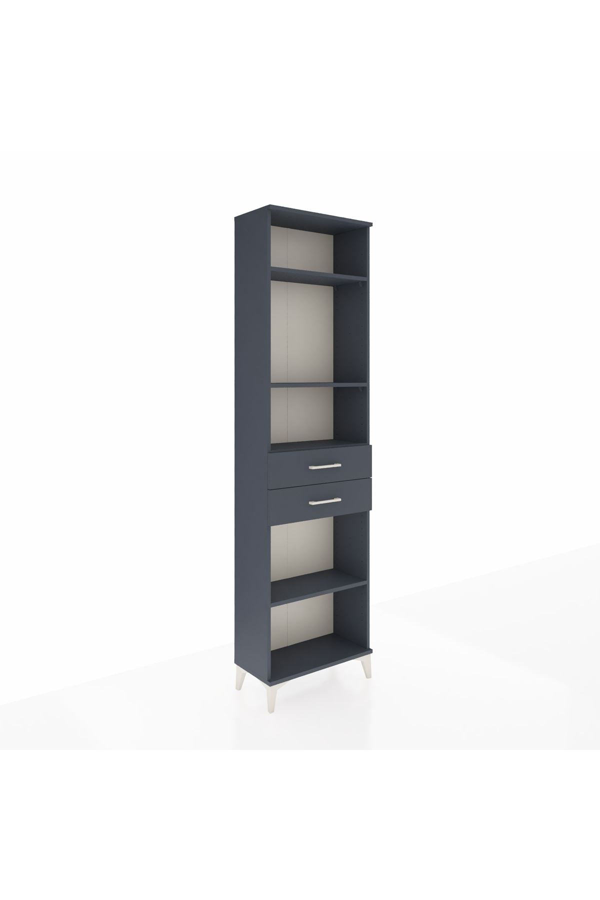 Arges Dolap 4 Raflı 2 Çekmeceli 60x30x221 Antrasit-Antrasit