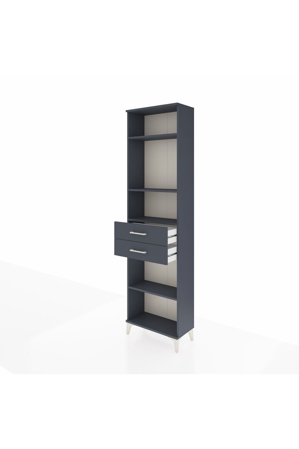 Arges Dolap 4 Raflı 2 Çekmeceli 60x30x221 Antrasit-Antrasit