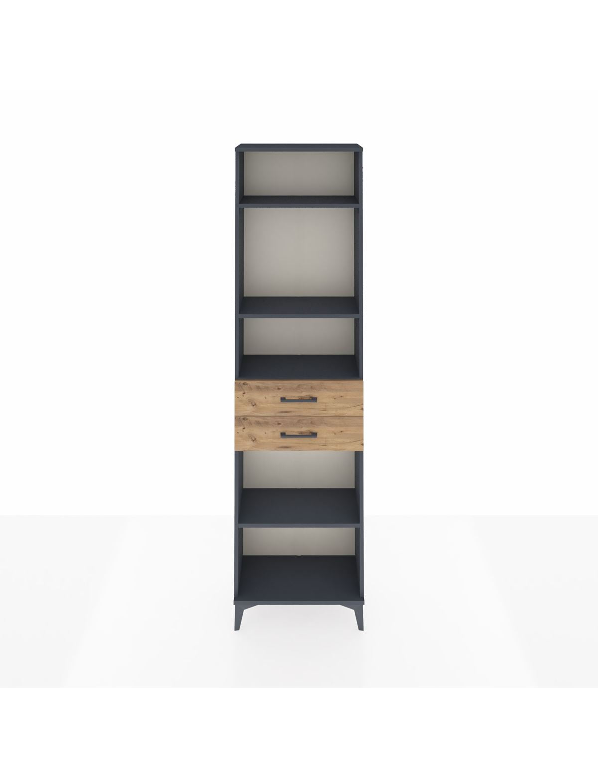 Arges Dolap 4 Raflı 2 Çekmeceli 60x30x221 Antrasit-Çam