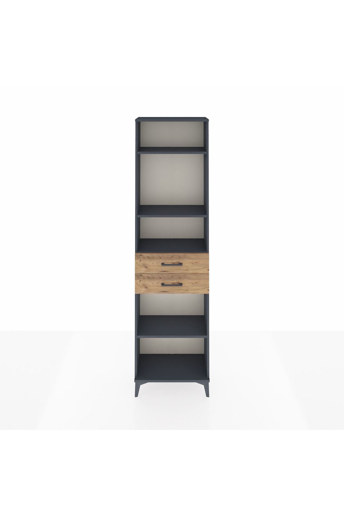 Arges Dolap 4 Raflı 2 Çekmeceli 60x30x221 Antrasit-Çam